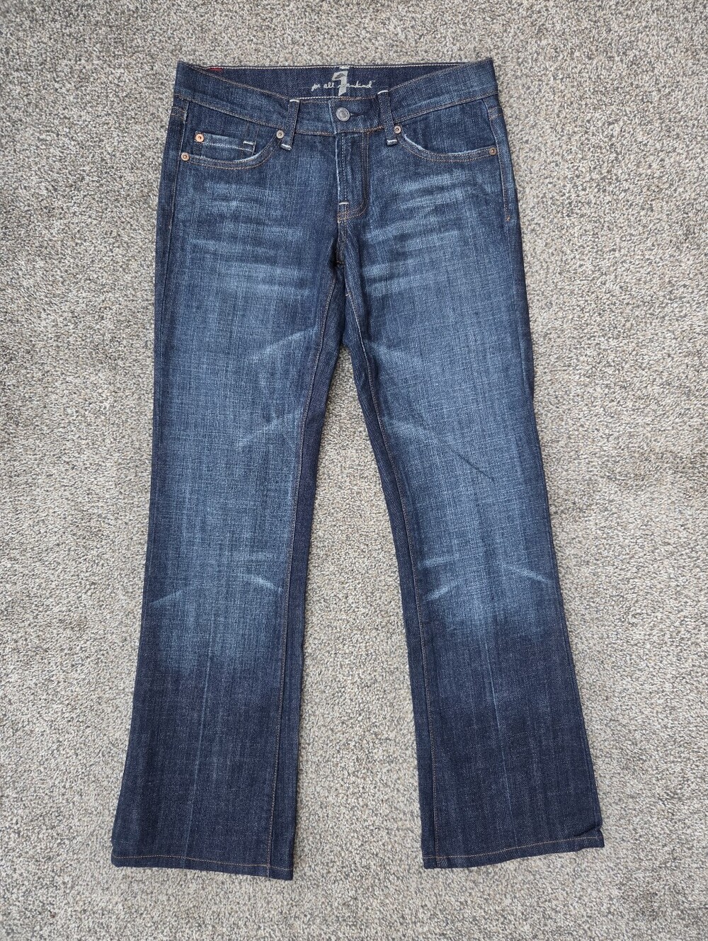 7 For All Mankind Pink Rhinestone Bootcut Jeans Dark Wash Made USA Vintage SZ 26